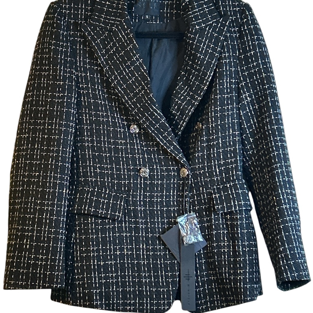 Mina Self Women's Black and White Tweed Blazer